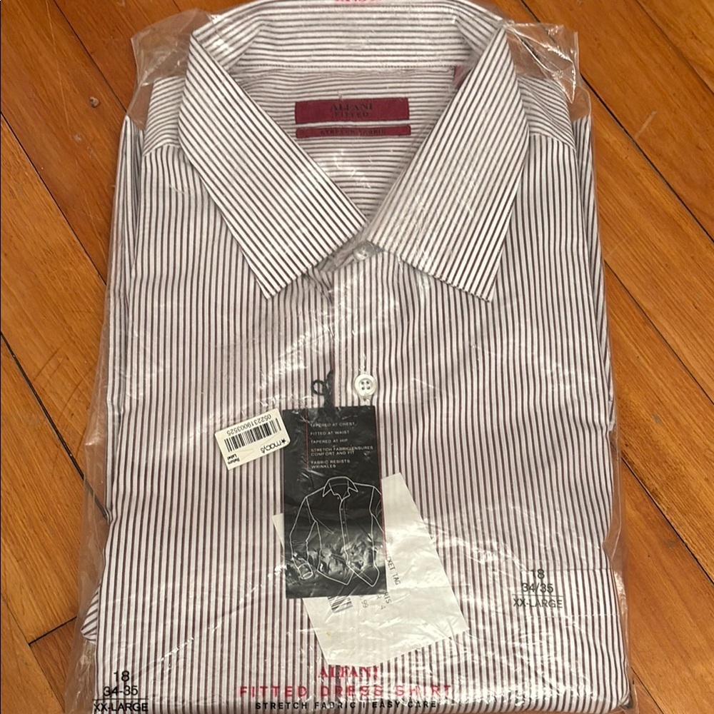Alfani Red and White Striped Dress Shirt